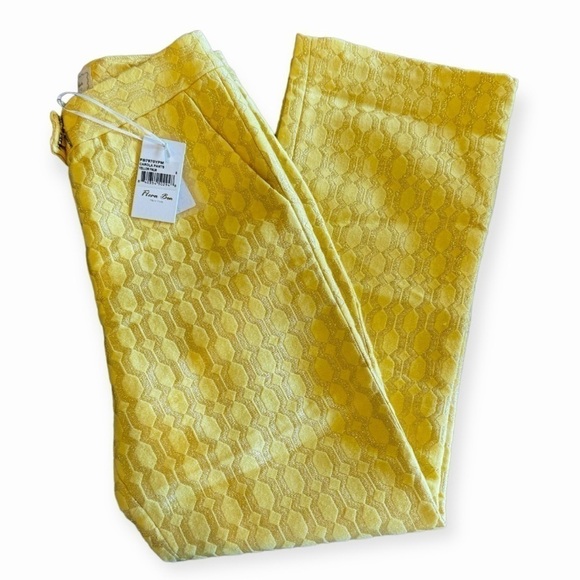 Flora Bea Nyc Pants - Floral Jacquard Yellow Women's Pants